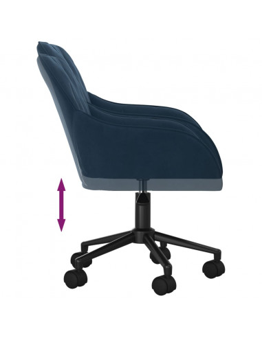 Sedia Girevole da Ufficio Blu in Velluto