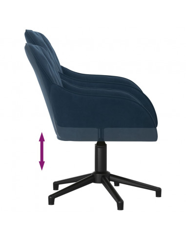 Sedia Girevole da Ufficio Blu in Velluto