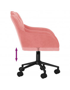 Sedia Girevole da Ufficio Rosa in Velluto