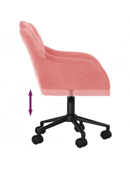 Sedia Girevole da Ufficio Rosa in Velluto