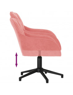 Sedia Girevole da Ufficio Rosa in Velluto 2