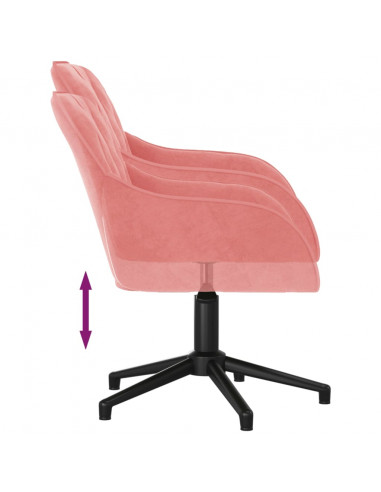 Sedia Girevole da Ufficio Rosa in Velluto