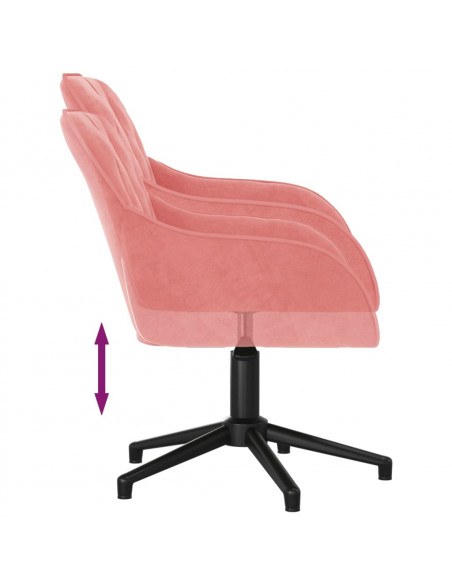 Sedia Girevole da Ufficio Rosa in Velluto