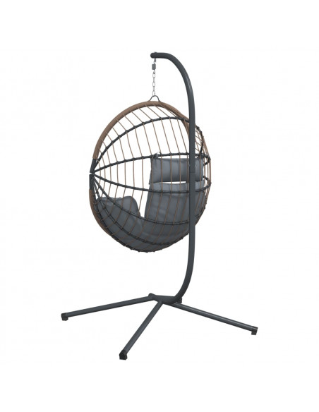 Sedia Uovo Sospesa e Supporto Grigio Chiaro Polyrattan/Acciaio