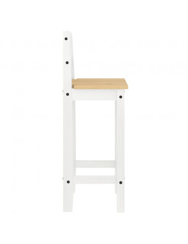 Sedie da Bar 2 pz Bianche in Legno Massello di Pino