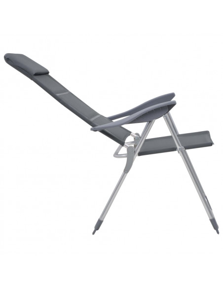 Sedie da Campeggio 2 pz in Alluminio Grigio 58x69x111 cm