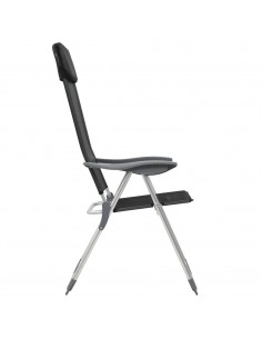 Sedie Pieghevoli da Campeggio 4 pz in Alluminio Nere