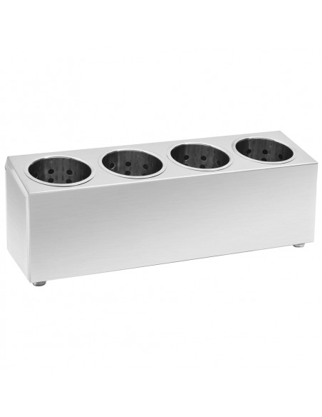 Portaposate con 4 Inserti Rettangolare in Acciaio Inox