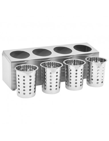 Portaposate con 4 Inserti Rettangolare in Acciaio Inox