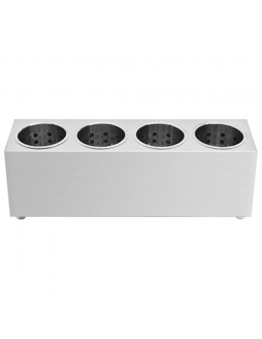 Portaposate con 4 Inserti Rettangolare in Acciaio Inox