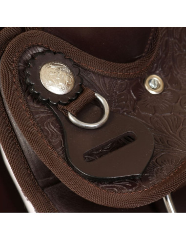 Sella Western Testiera e Pettorale in Vera Pelle 15" Marrone