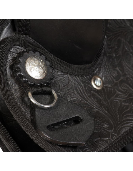 Sella Western Testiera e Pettorale in Vera Pelle 17" Nero