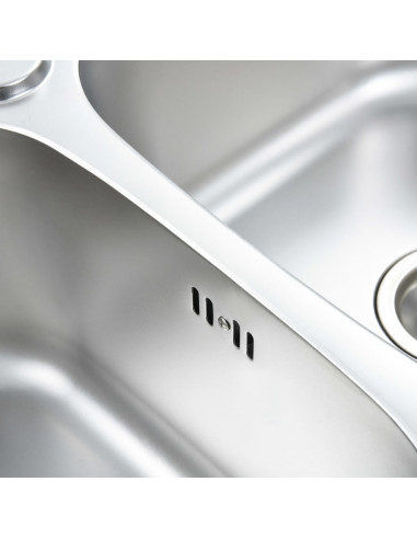 Lavello da Cucina Doppio con Filtro e Sifone in Acciaio Inox