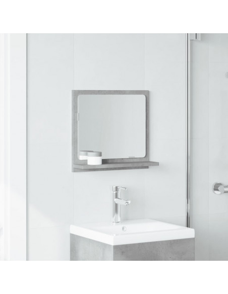 Mobile Bagno con Specchio Grigio Cemento 40x11x37 cm Truciolato