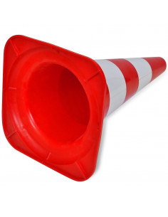 Set 10 Coni Stradali Segnaletici Riflettenti Rosso e Bianco 50 cm