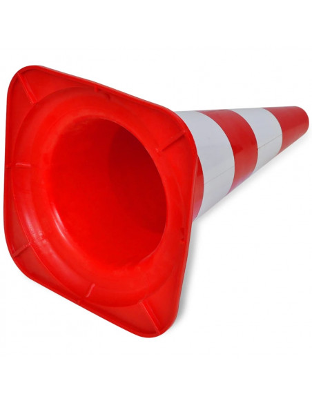 Set 10 Coni Stradali Segnaletici Riflettenti Rosso e Bianco 50 cm