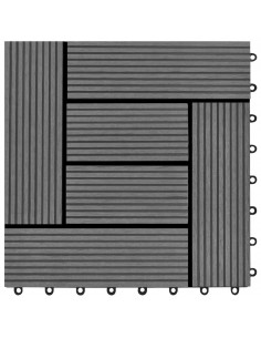 Set 11 Piastrelle in WPC 30 x 30 cm 1 mq grigio 2