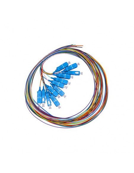 SET 12 CAVI PIGTAIL FIBRA OTTICA COLORATI CONNETTORI SC SINGLEMODE SIMPLEX MT 2