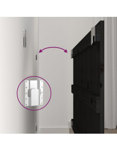 Testiera da Parete Nera 95,5x3x60 cm in Legno Massello di Pino