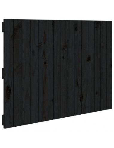 Testiera da Parete Nera 95,5x3x60 cm in Legno Massello di Pino