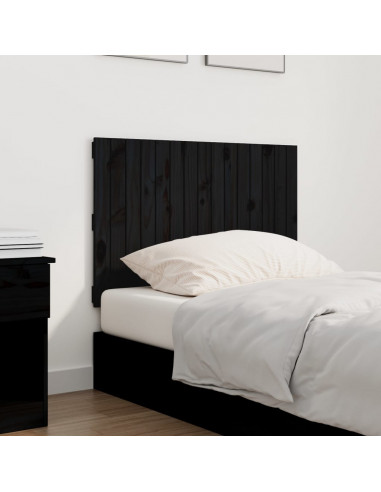 Testiera da Parete Nera 95,5x3x60 cm in Legno Massello di Pino