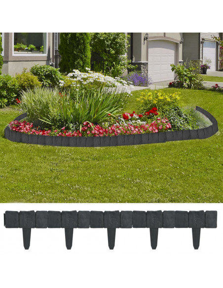 Set 41 pz Recinzione giardino/prato in plastica imitazione pietra 10 m