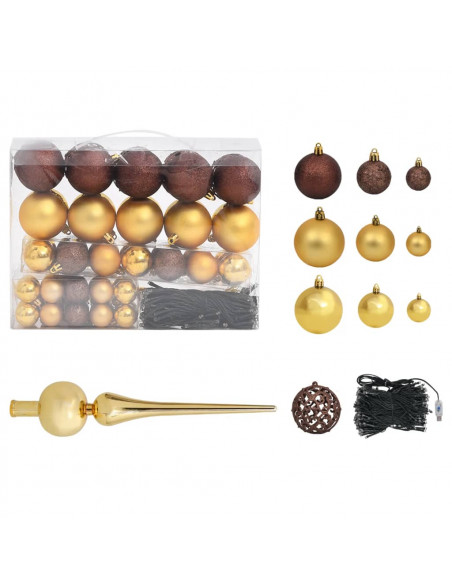 Set Albero Natale Artificiale a Metà LED Palline Bianco 210cm