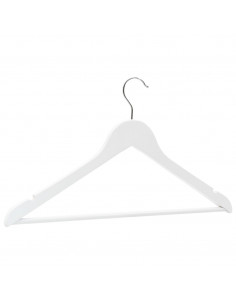 Set Appendiabiti 20 pz Antiscivolo Bianchi in Legno Massello