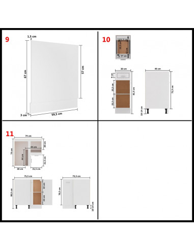 Set Armadi da Cucina 11 pz Bianco in Truciolato