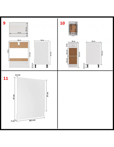 Set Armadi da Cucina 11 pz Bianco in Truciolato