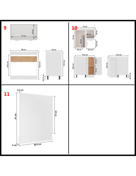 Set Armadi da Cucina 11 pz Bianco in Truciolato