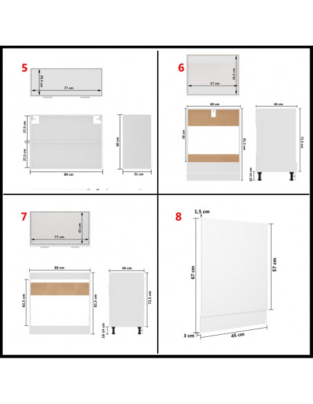 Set Armadi da Cucina 8 pz Bianco in Truciolato