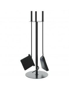 Set Attrezzi per Caminetto 4 pz 22x59 cm in Acciaio