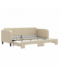 Divano Letto con Letto Estraibile Crema 80x200 cm Tessuto 2