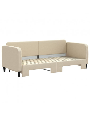 Divano Letto con Letto Estraibile Crema 80x200 cm Tessuto