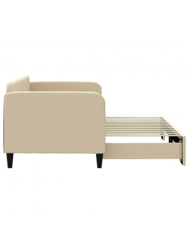 Divano Letto con Letto Estraibile Crema 80x200 cm Tessuto
