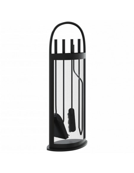 Set Attrezzi per Caminetto 5 pz 23x15x66 cm in Acciaio