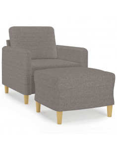 Poltrona con Poggiapiedi Tortora 60 cm in Tessuto 2