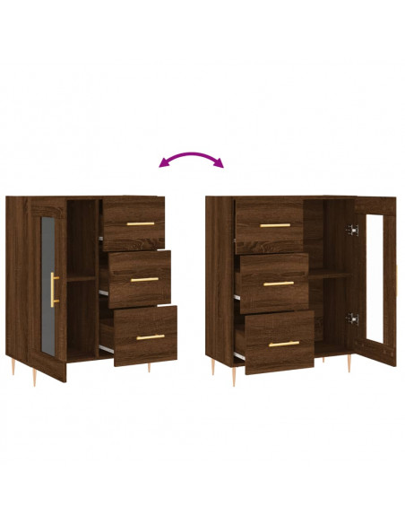 Credenza Rovere Marrone 69,5x34x90 cm in Legno Multistrato