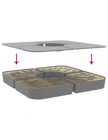 Set Base per Ombrellone 4 pz con Supporto a Croce 100 kg PP