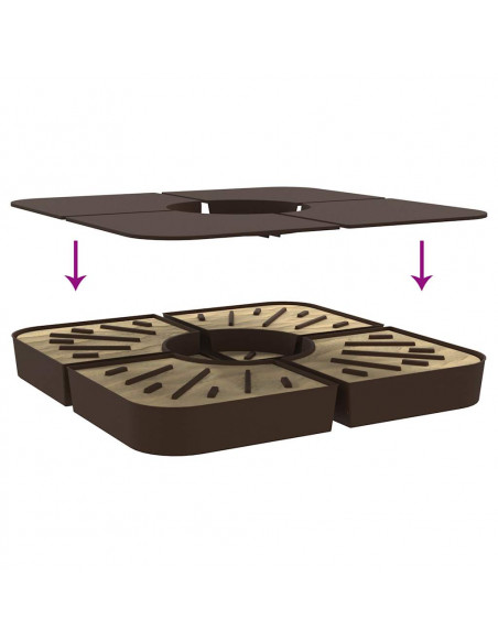 Set Base per Ombrellone 4 pz con Supporto a Croce 100 kg PP
