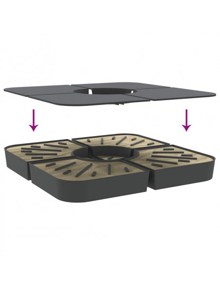 Set Base per Ombrellone 4 pz con Supporto a Croce 100 kg PP