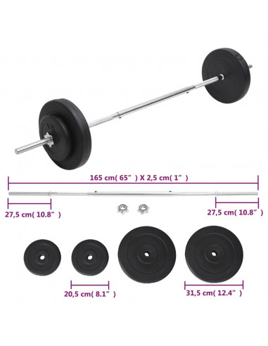 Set Bilanciere con Dischi 30 kg
