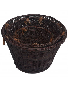 Set Cestini Portalegna Impilabili 3 pz Marrone Scuro in Salice