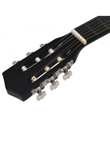 Set Chitarra Classica Western 12 pz con 6 Corde Nera 38"