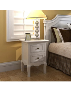 Set Comodini con 2 Cassetti 4 pz in MDF Bianchi