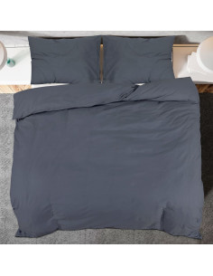 Set Copripiumino Antracite 225x220 cm in Microfibra Leggera