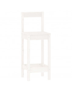 Set da Bar 3 pz Bianco in Legno Massello di Pino 2