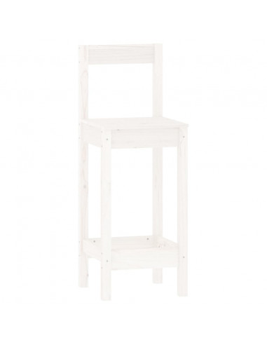 Set da Bar 3 pz Bianco in Legno Massello di Pino