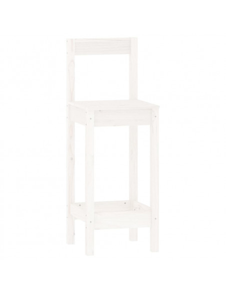 Set da Bar 3 pz Bianco in Legno Massello di Pino